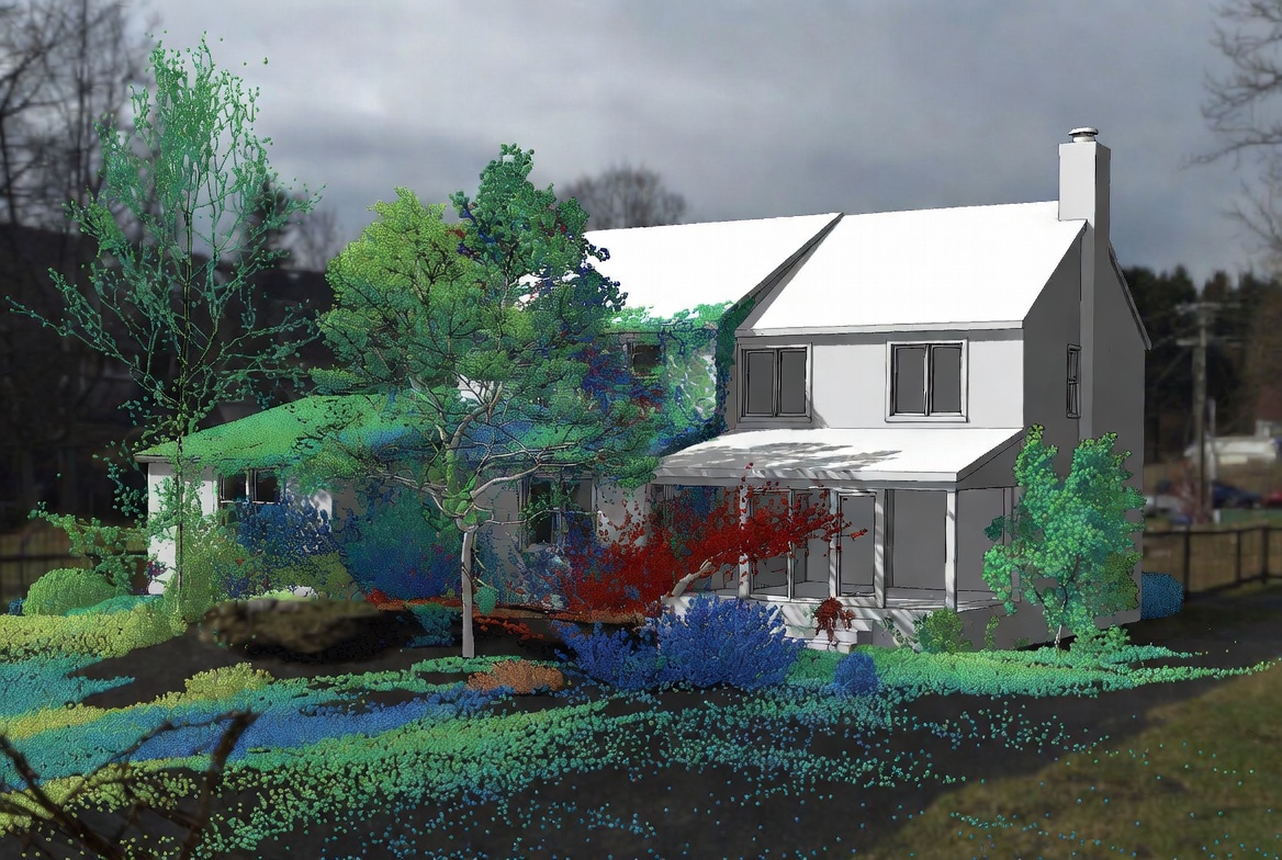 Illustration of a residential addition 3D scan