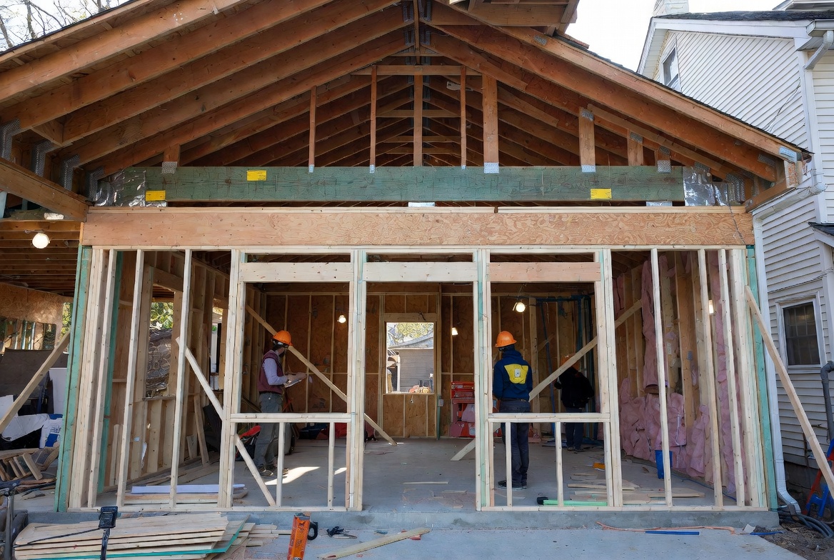 Illustration of a garage being converted into an accessory dwelling unit