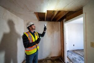 Structural Engineer Assessing Burst-Pipe Damage