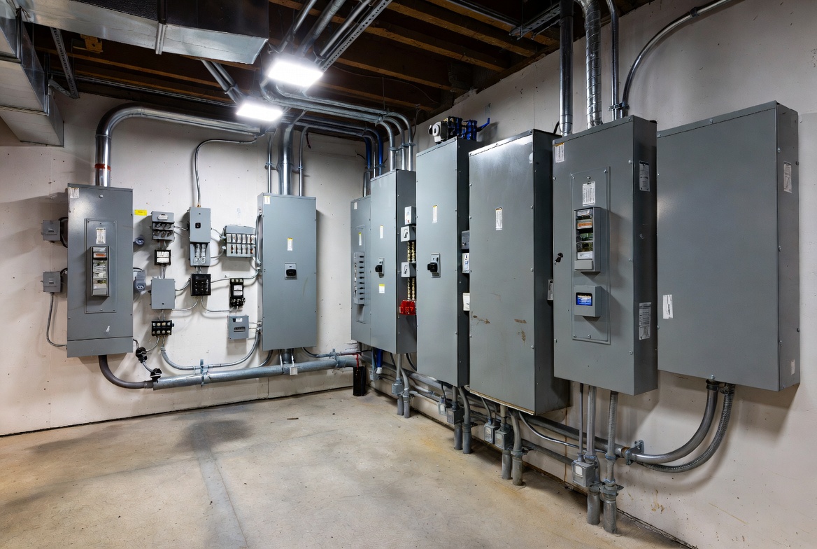 Illustration of electrical engineering design and panel layout